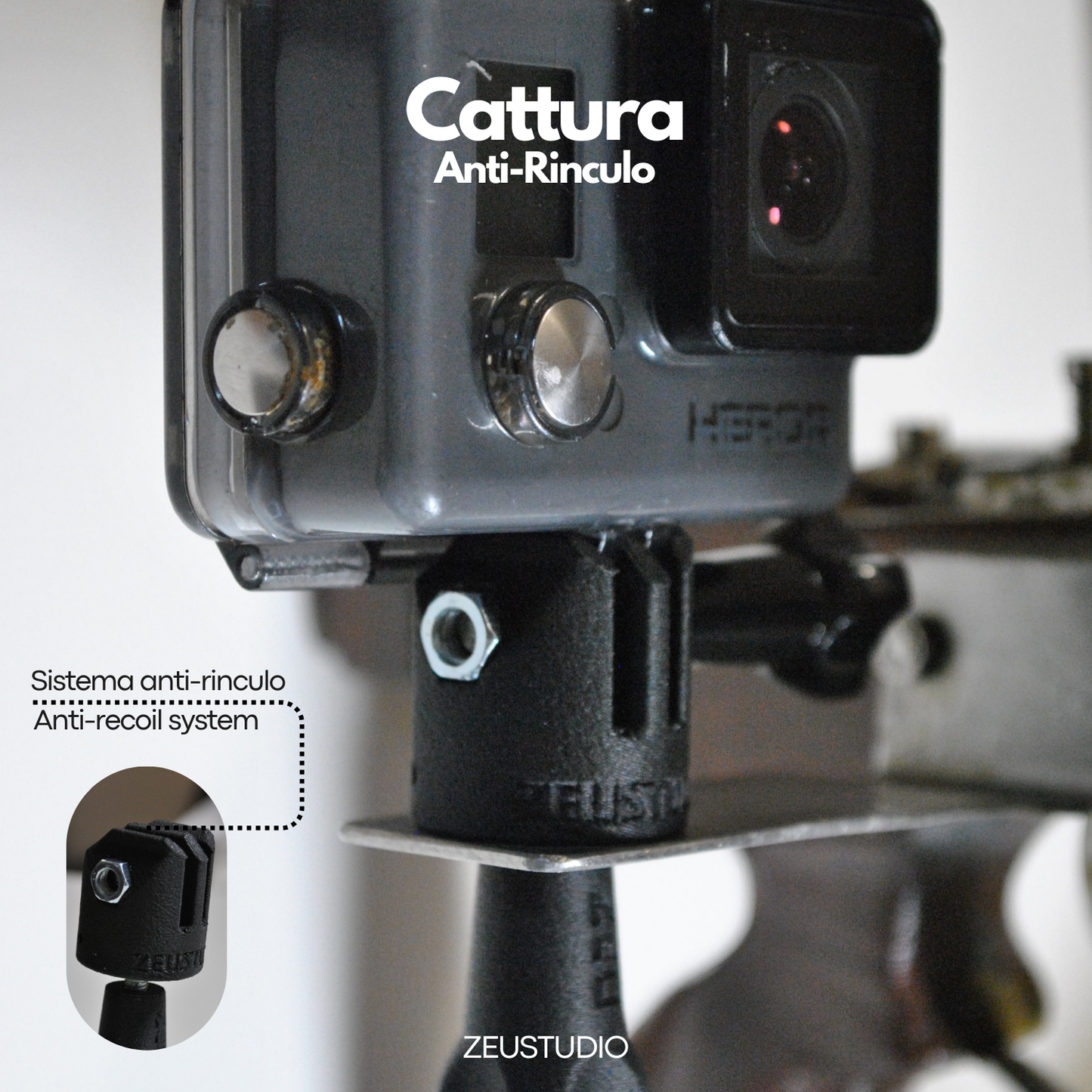Cattura Attacco GoPro con Sistema Anti Rinculo Ribaltamento